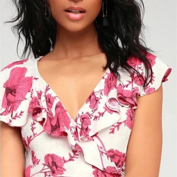 Free People French Quarter Mini‎ Wrap Dress Pink Floral, Size XS - Picture 6 of 13